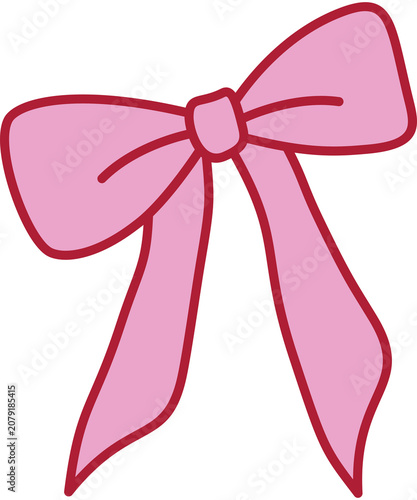 Hand drawn minimalist pink ribbon bow element isolated PNG