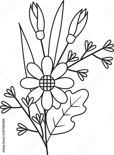 Flower Arrangement Lineart Perfect for designs with Flower Theme
