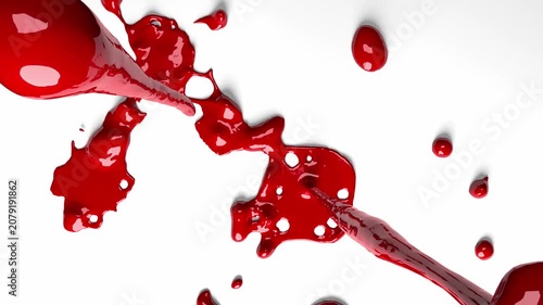 3d render blood discharge or red fluid in the black background
