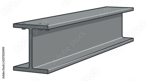 Tableau sur toile Steel I-beam, metal beam, industrial steel, construction material isolated on Wh