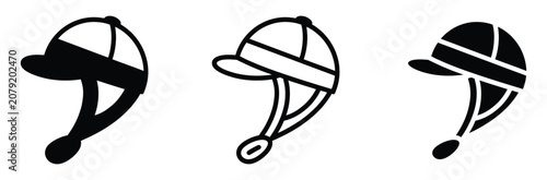 Quadro su tela Equestrian horse riding helmet icon set