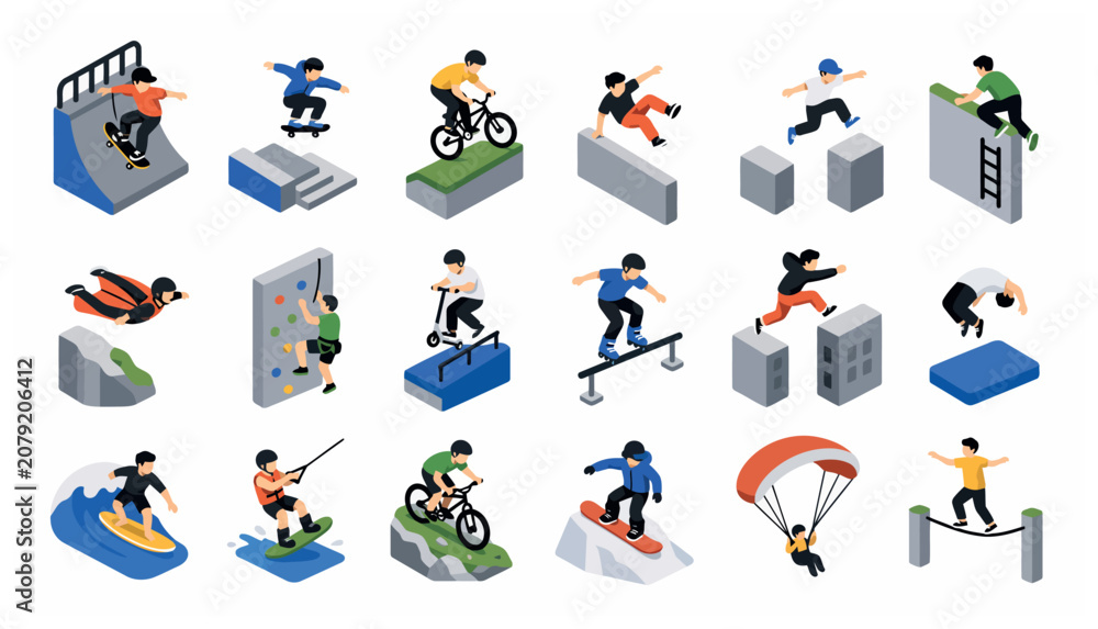 Fototapeta premium People doing action sports.