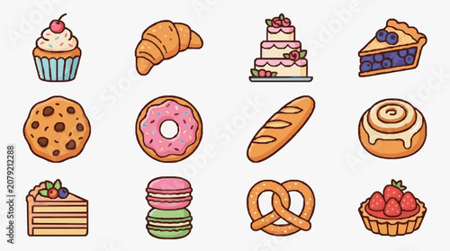 Foto Delicious Variety of Sweet Pastries and Treats.