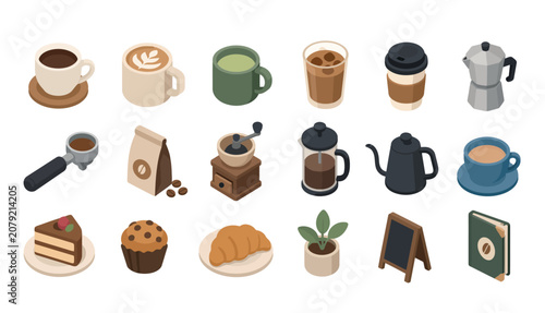 Tableau sur toile Coffee and tea drink items.