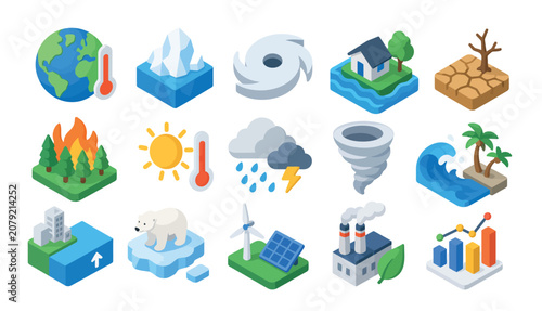 Fotografie Climate Change Icons Set.
