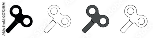 Fotografija Set of four wind-up keys in different styles and colors for toys