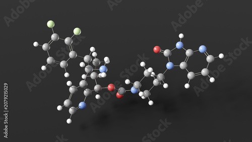 Photography rimegepant molecule 3d, molecular structure, ball and stick model, structural ch