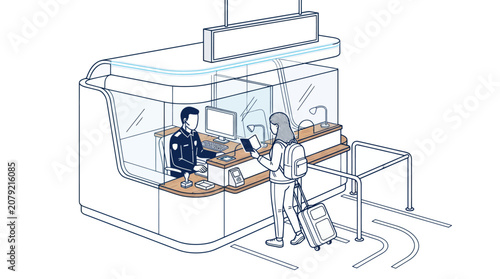 Airport Security Check Vector Illustration