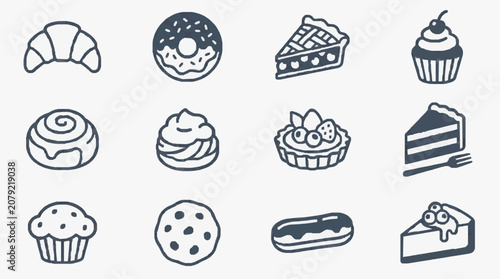 Fotografija Diverse assortment of classic baked pastries.
