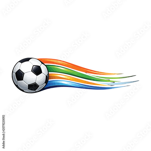 Dynamic soccer ball with vibrant speed trails