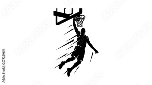 Tableau sur toile Basketball Player Slam Dunk Vector Illustration