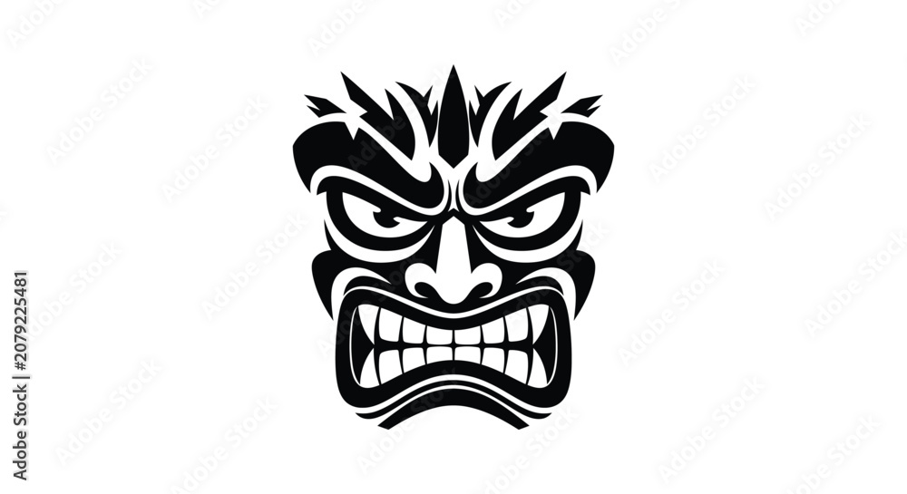 Fototapeta premium Angry black and white tiki mask face