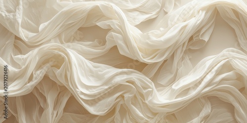 Sophisticated wedding dress with cream hues and mesmerizing abstract white fabric waves