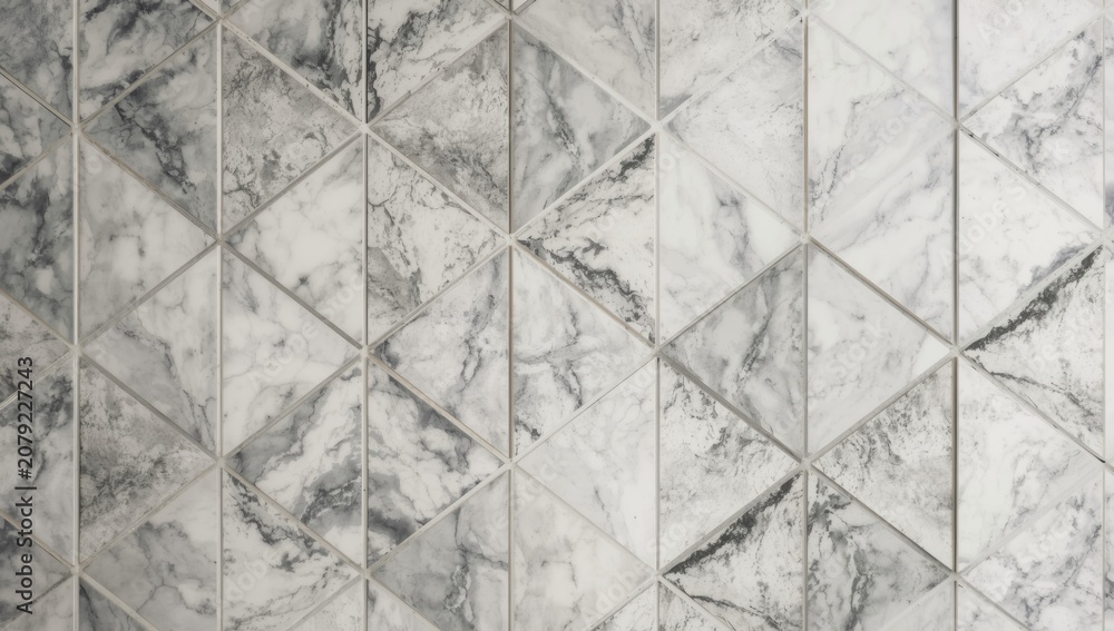 Obraz premium Geometric marble tile pattern in gray and white