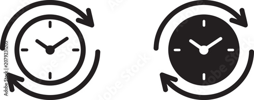 Photos Recurring clock icon set featuring circular arrow symbols in minimalist outline