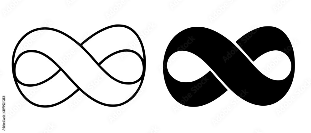Obraz premium Minimalist möbius strip icon in outline and silhouette design