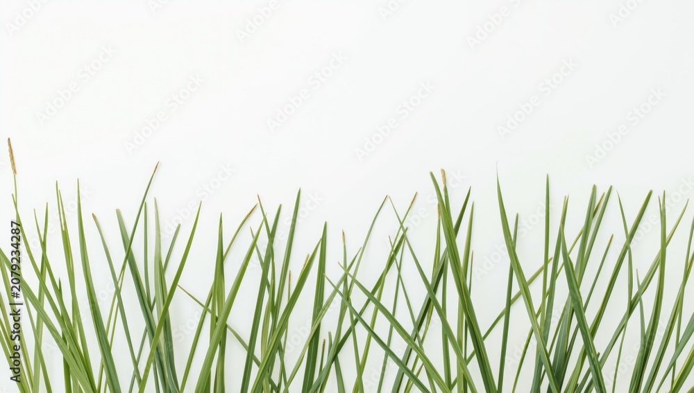 Fototapeta premium Fresh green grass against a white background