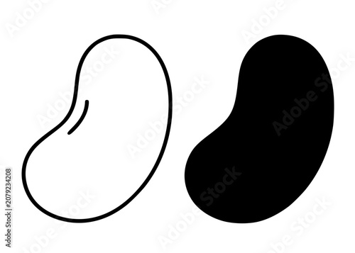 Photos Minimalist bean icon in outline and silhouette design