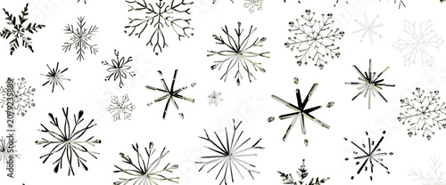 Fényképezés Decorative snowflake pattern with a monochrome palette for winter and holiday themes