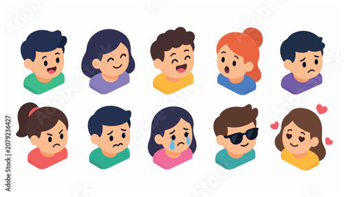 Εκτύπωση καμβά Diverse cartoon people faces.