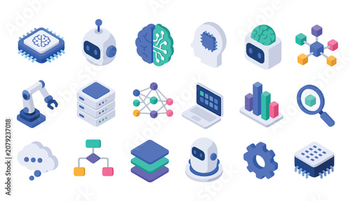 Technology icons on screen.