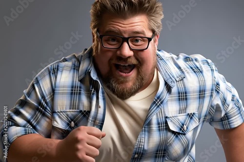 overweight man running, AI generated video