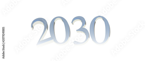 Bild auf Leinwand 2030 year in 3D design on a white background, concept illustration for future, g