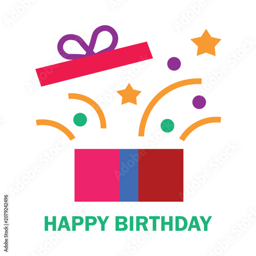 Happy Birthday Gift Box Exploding with Confetti Vector
