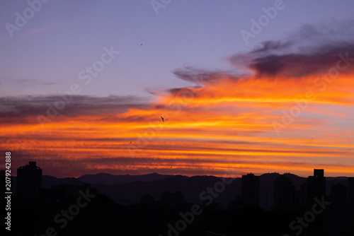 sunset over the city
