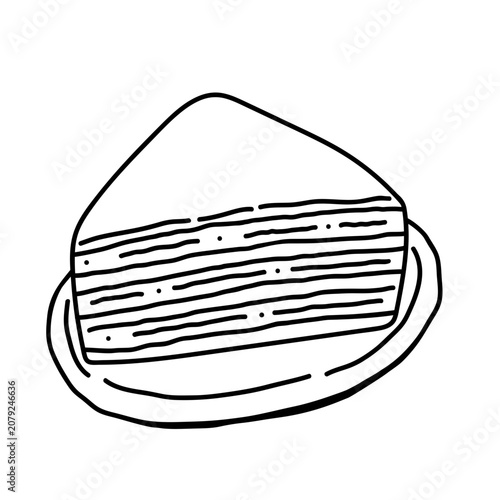 Slice of Matcha Layer Cake Coloring Page Illustration