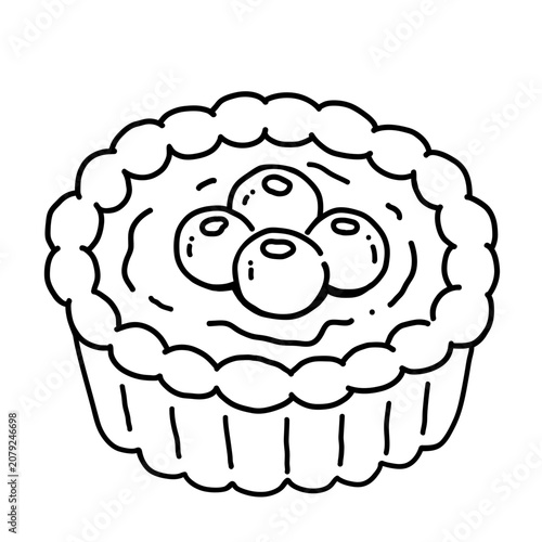 Matcha Blueberry Tart Coloring Page Illustration