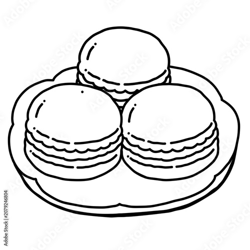 Macarons on a Plate Coloring Page Illustration