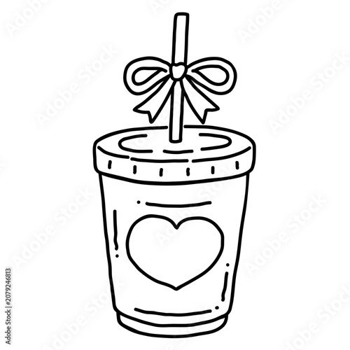 Cute Matcha Latte Drink Coloring Page Illustration