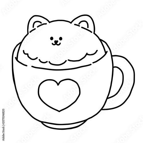 Kawaii Dog Matcha Ice Cream Coloring Page Illustration