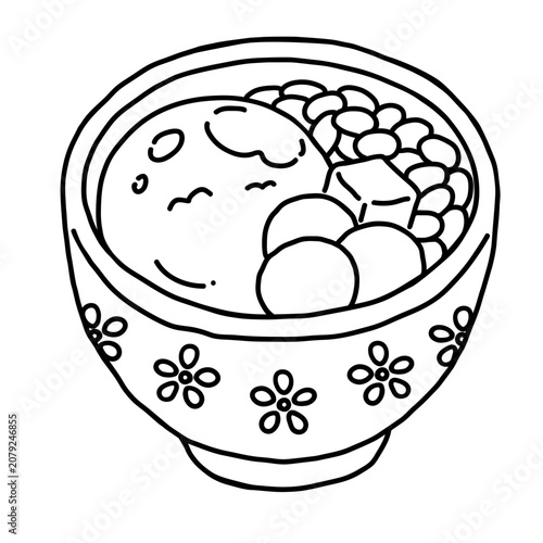Matcha Red Bean Ice Cream Coloring Page Illustration