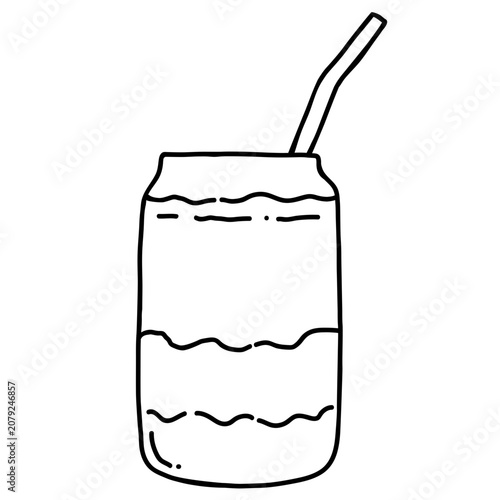 Matcha Strawberry Drink Coloring Page Illustration