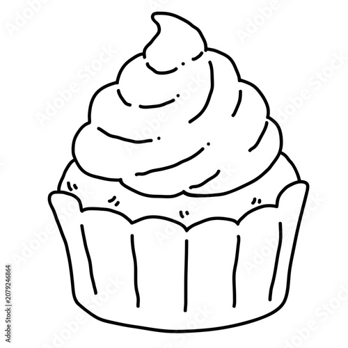Handdrawn Matcha Cupcake Coloring Page Illustration