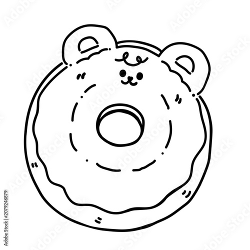 Cute Matcha Donut Coloring Page Illustration