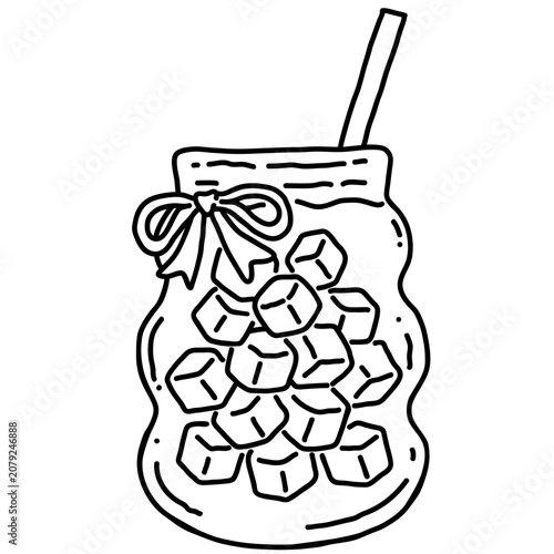 Ice Matcha Latte Drink Coloring Page Illustration