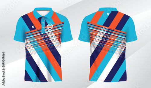 blue mix colorful polo sport shirt sublimation jersey template
