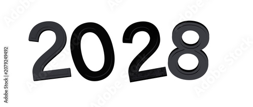 Fotografie 2028 year text isolated on white background, future concept, anticipation, new y