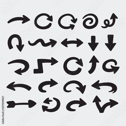 Arrow Silhouette Vector Icons – 20 Directional Symbol Pack