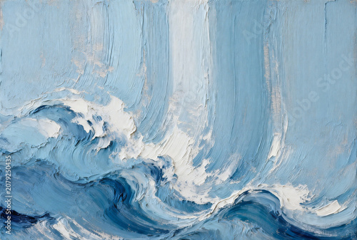 Blue ocean wave cresting with white foam, realistic texture