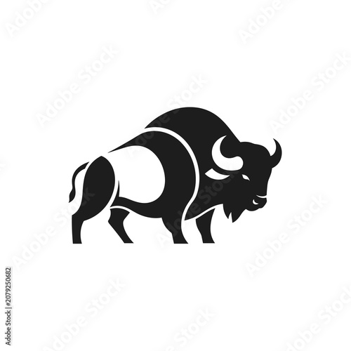 Stylized modern buffalo silhouette with dynamic flowing shapes