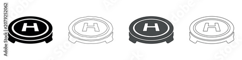 Foto Collection of four helipad icons in different styles and colors