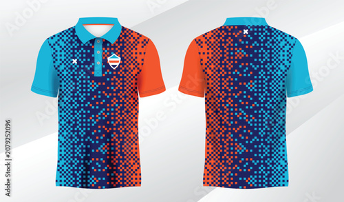 blue mix colorful polo sport shirt sublimation jersey template
