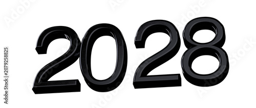 Photography 2028 text isolated on a white background, perfect for new year and future-themed