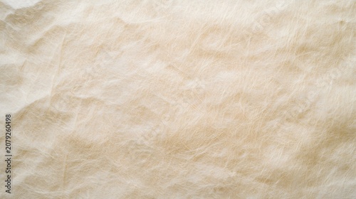 Elegant beige mulberry paper texture background with soft fibrous organic details and natural wrinkled surface for minimal artistic design projects, high resolution copy space for creative graphic
