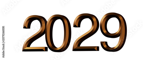 Fotografie Elegant 3D rendering of the year 2029 in a metallic gold finish, symbolizing ach