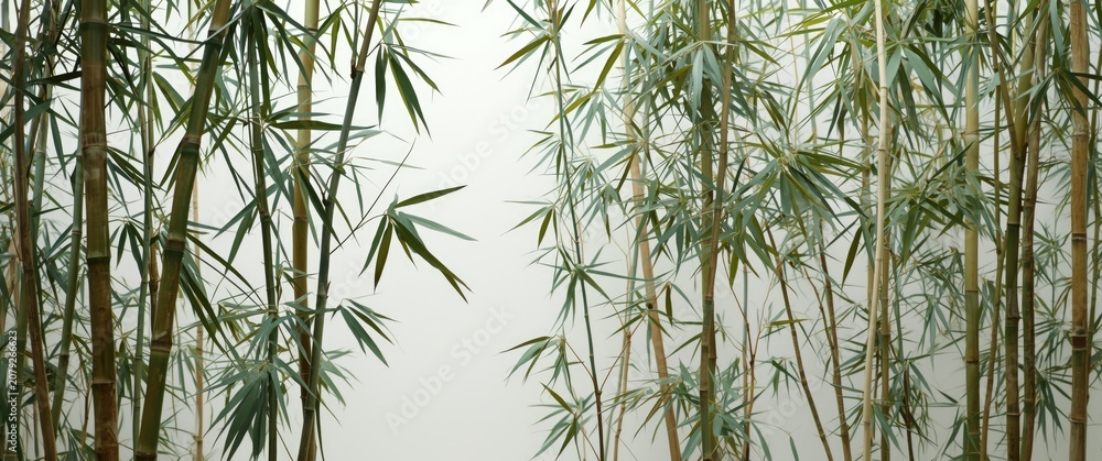 Fototapeta premium Bamboo stalks against a white background